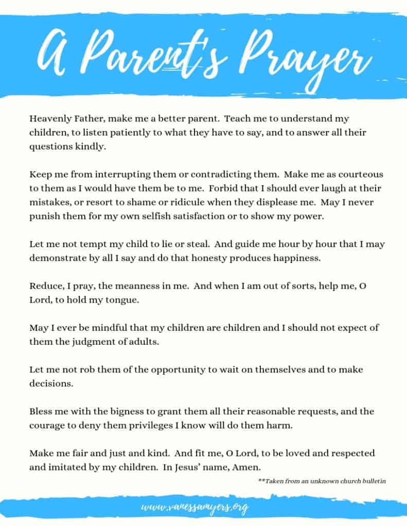 A Parent's Prayer - Family Faith Builders